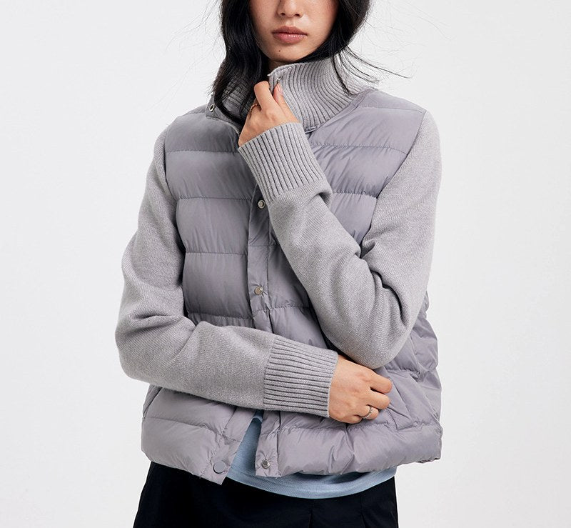 Jillian – Women's Knit Sleeve Puffer Jacket with High Collar 2