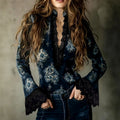 Jocelyn - Women's Floral Lace-Trim Long Bell Sleeve Top 1