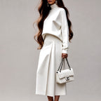 Jocelyn - Women's Turtleneck Top & Pleated Midi Skirt Set 1