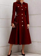 Joyce - Women's Long Sleeve Collared A-Line Formal Dress  3