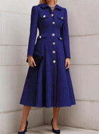 Joyce - Women's Long Sleeve Collared A-Line Formal Dress  5
