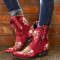 Juliet - Women's Floral-Embroidered Suede Cowboy Boots
