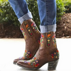 Juliet - Women's Floral-Embroidered Suede Cowboy Boots