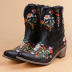 Juliet - Women's Floral-Embroidered Suede Cowboy Boots