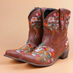 Juliet - Women's Floral-Embroidered Suede Cowboy Boots