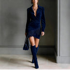 Juno - Women's Fringe Suede-Look Wrap Mini Dress 2
