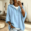 Kaia - Women's Hooded Three-Button Knit Poncho Sweater 1