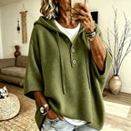Kaia - Women's Hooded Three-Button Knit Poncho Sweater 4