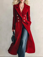 Kaitlyn - Women’s Tailored Long Coat with Buttons 2