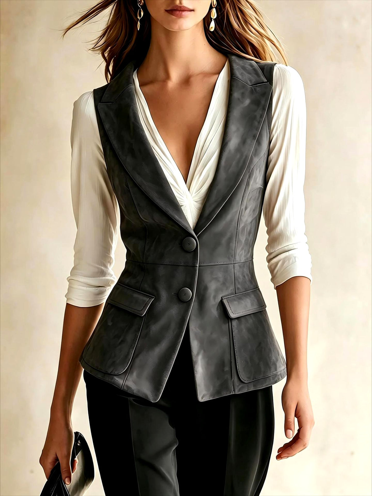 Kaitlyn - Women's Single-Breasted Notched Lapel Vest 5