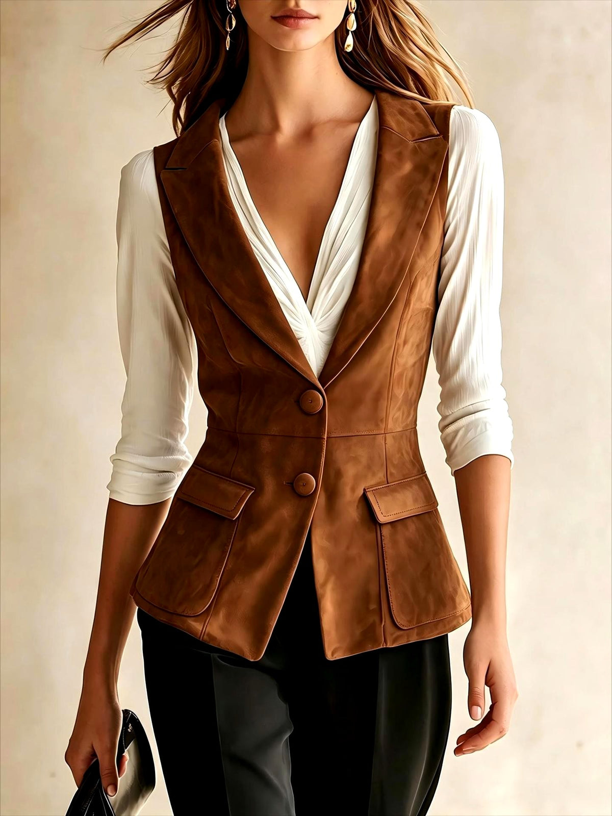 Kaitlyn - Women's Single-Breasted Notched Lapel Vest 7