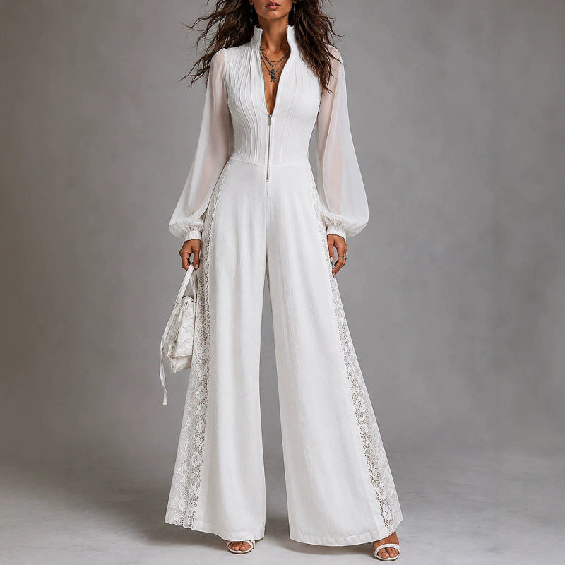 Kalinda - Women's Lantern Sleeve Wide Leg Jumpsuit 1