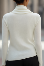 Kallie - Women's Cowl Neckline Ribbed Knit Top with Long Sleeves
