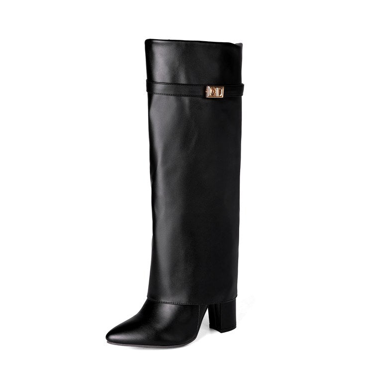 Kamiyah - Women’s Tall Buckle Strap Heeled Boots 4