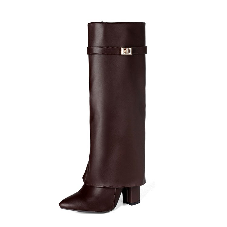 Kamiyah - Women’s Tall Buckle Strap Heeled Boots 5
