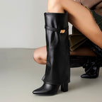 Kamiyah - Women’s Tall Buckle Strap Heeled Boots 6