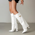 Kamiyah - Women’s Tall Buckle Strap Heeled Boots 8
