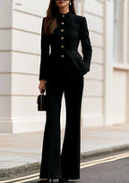 Karla - Women’s Stand Collar Blazer With Trouser Suit Set 3