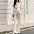 Karla - Women’s Stand Collar Blazer With Trouser Suit Set 7