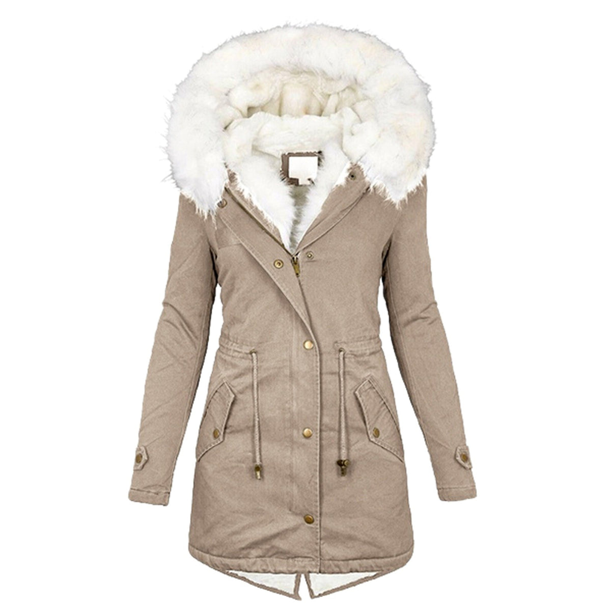 Karla - Women's Faux Fur Lined Slim Fit Parka Coat 4