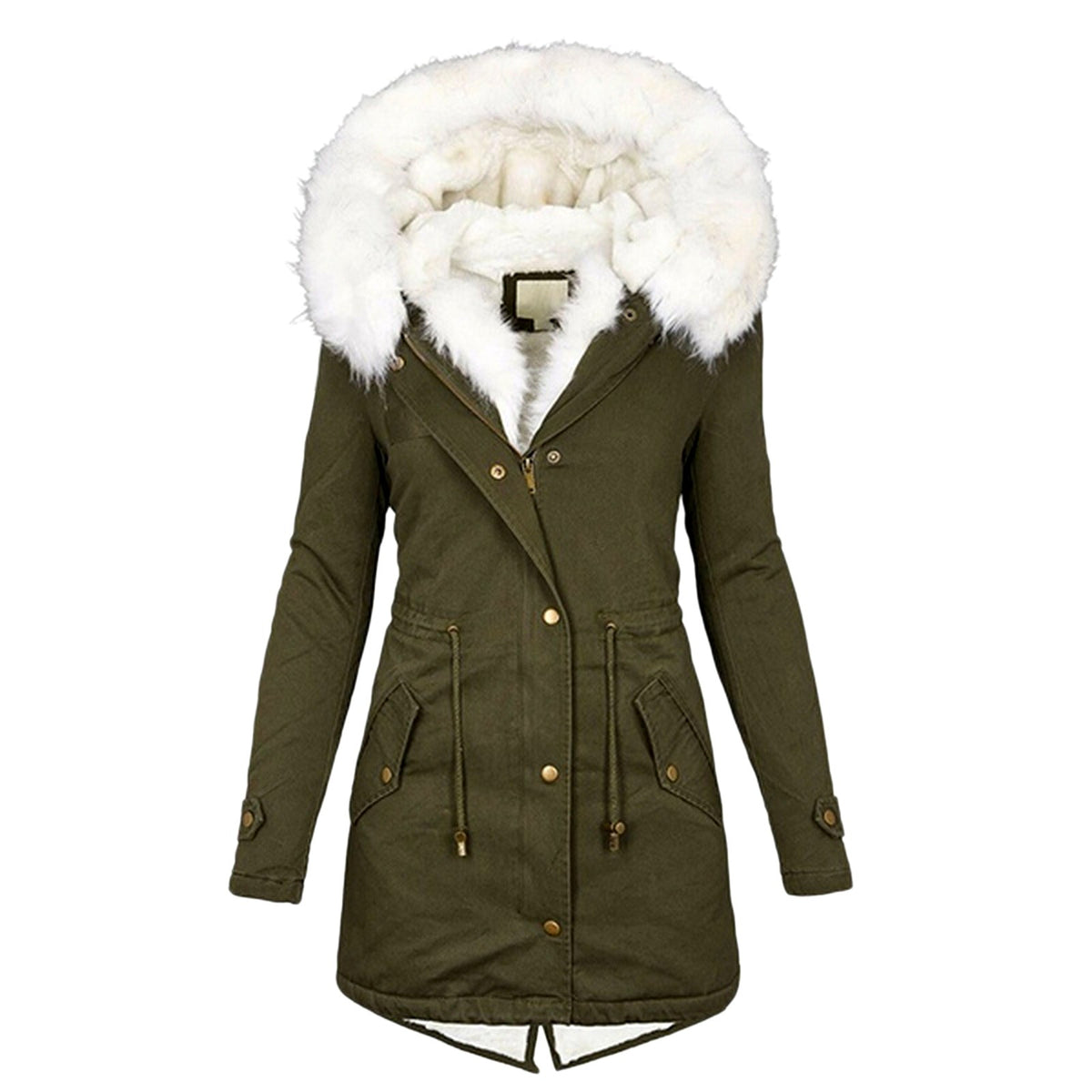 Karla - Women's Faux Fur Lined Slim Fit Parka Coat 5