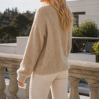 Katalina - Women's Fuzzy Cotton-Blend Cardigan with Button Front