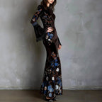 Katarina - Women's Floral Embroidered Long Sleeve Maxi Dress 3