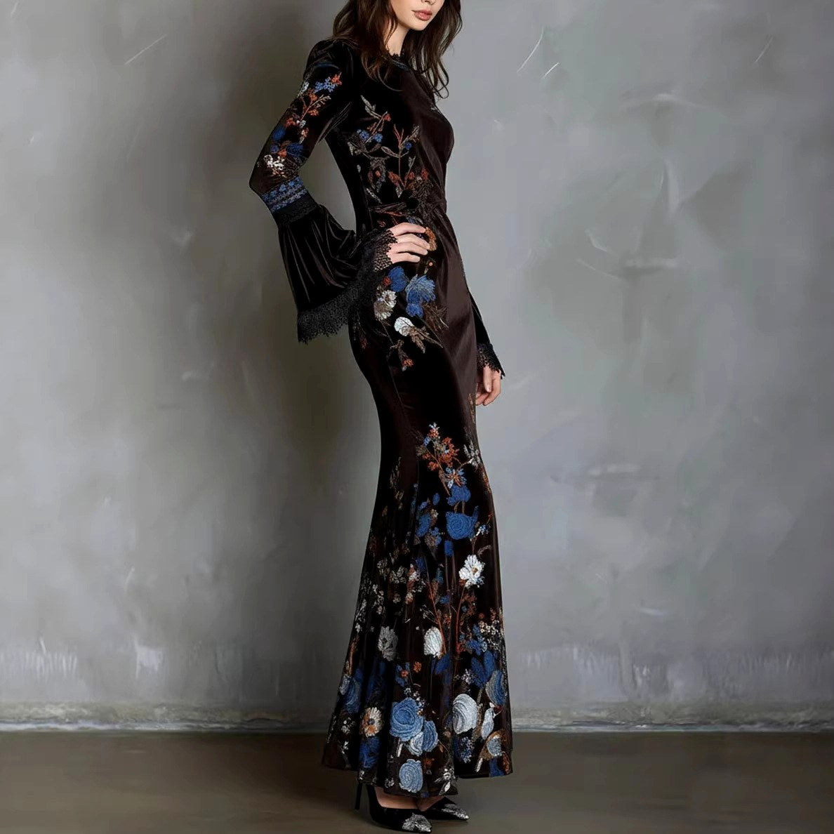 Katarina - Women's Floral Embroidered Long Sleeve Maxi Dress 3