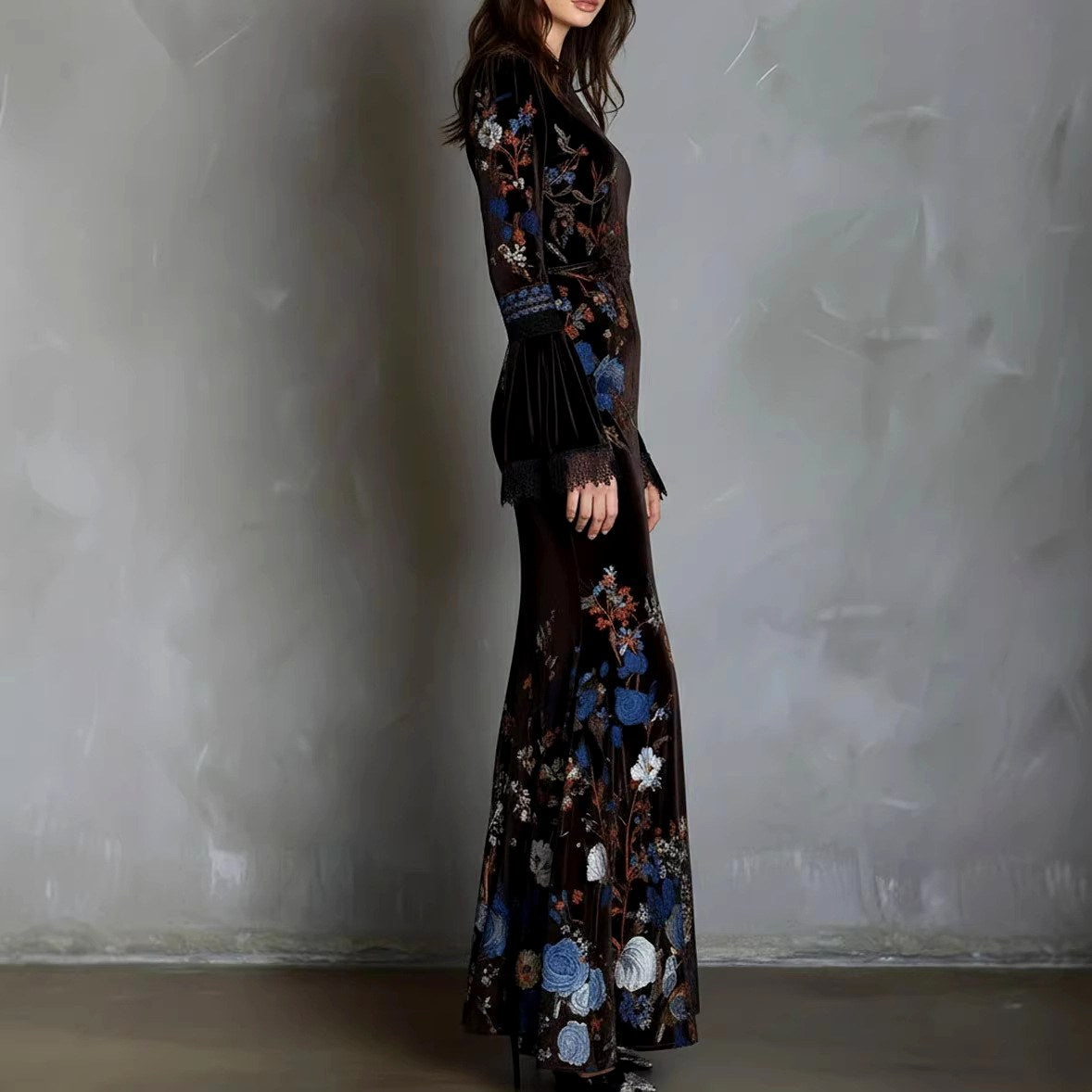 Katarina - Women's Floral Embroidered Long Sleeve Maxi Dress 4