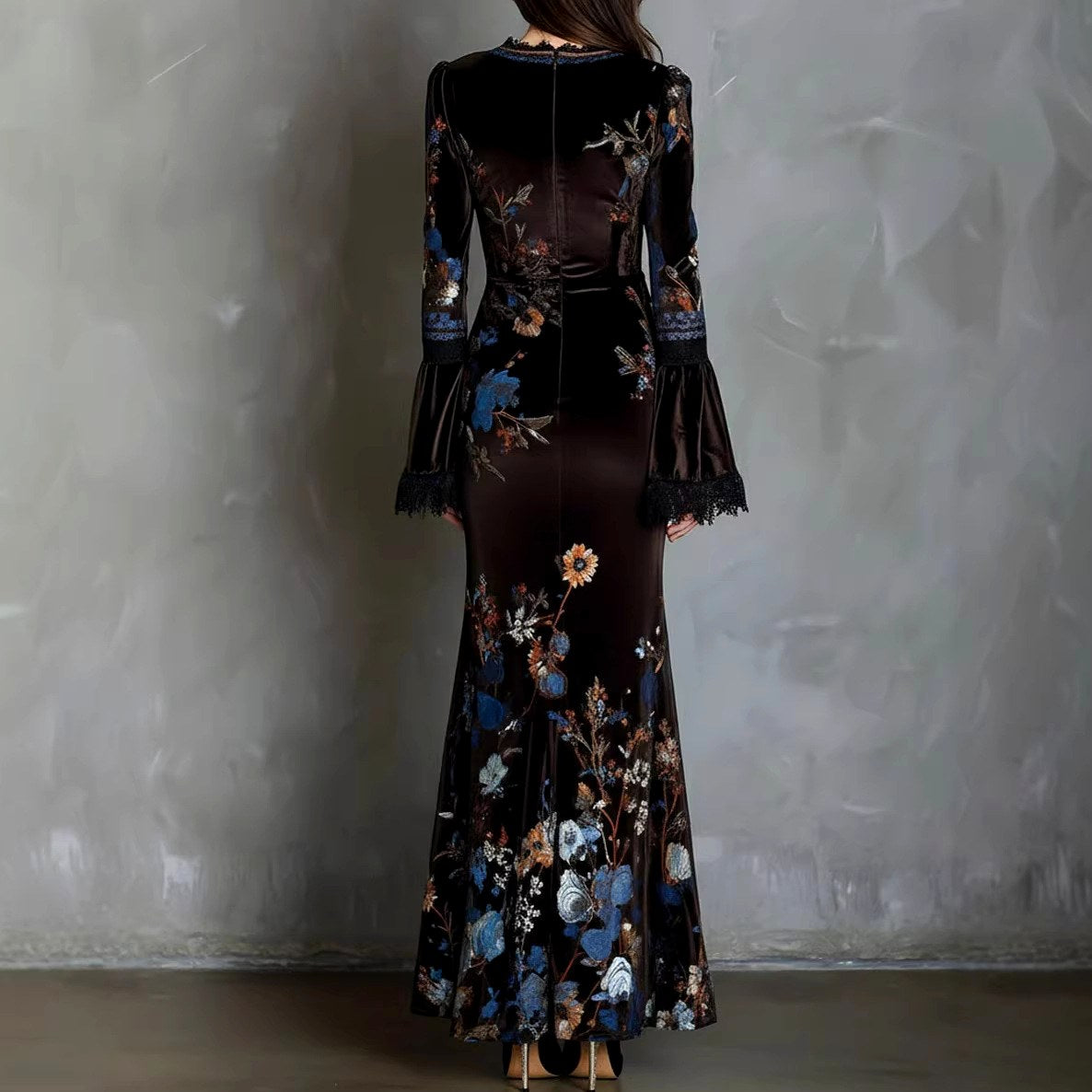 Katarina - Women's Floral Embroidered Long Sleeve Maxi Dress 5