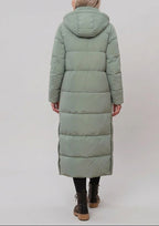 Kate - Women's Channel-Quilted Maxi Puffer Coat with Hood