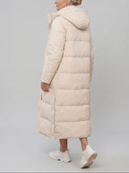 Kate - Women's Channel-Quilted Maxi Puffer Coat with Hood