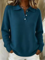 Kayla - Women's Ribbed Knit Polo Sweater