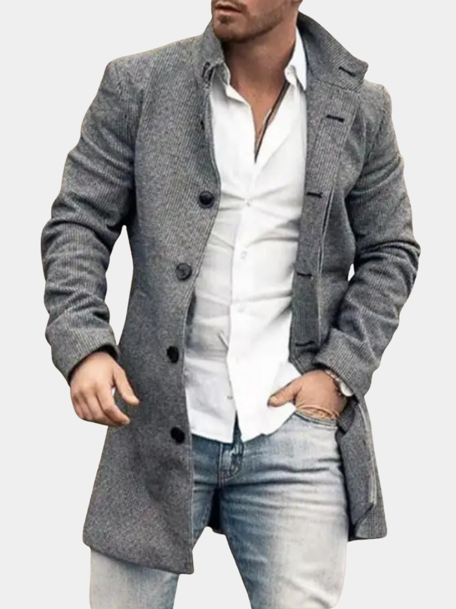 Keaton - Men's Button-Front Wool Overcoat