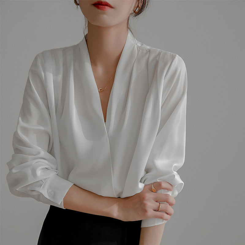 Kehlani  - Women’s Draped Satin Long Sleeve Blouse 1