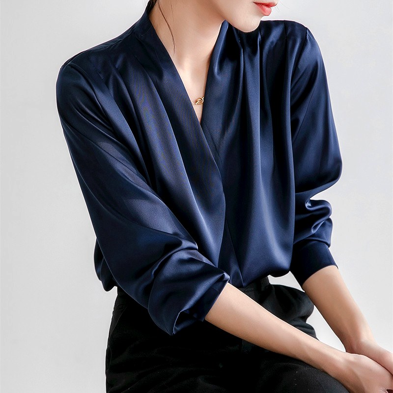 Kehlani  - Women’s Draped Satin Long Sleeve Blouse 6