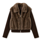 Kendall - Women's Ribbed Knit Trim Faux Fur Cropped Jacket 3