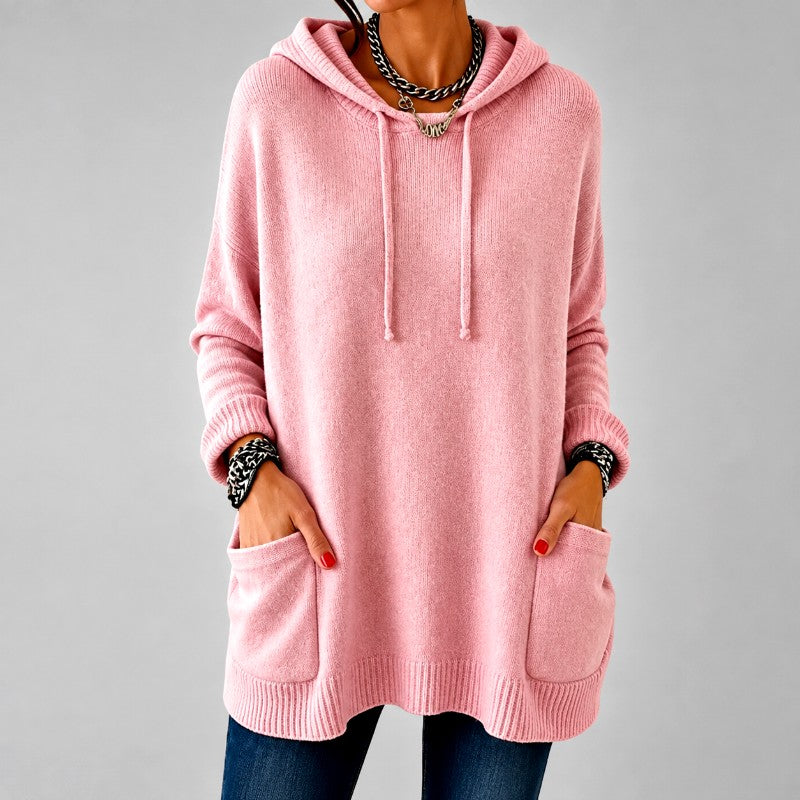 Keri - Women's Pocket Front Oversized Hooded Sweater 1