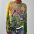 Kiara - Women's Floral Intarsia Crewneck Sweater