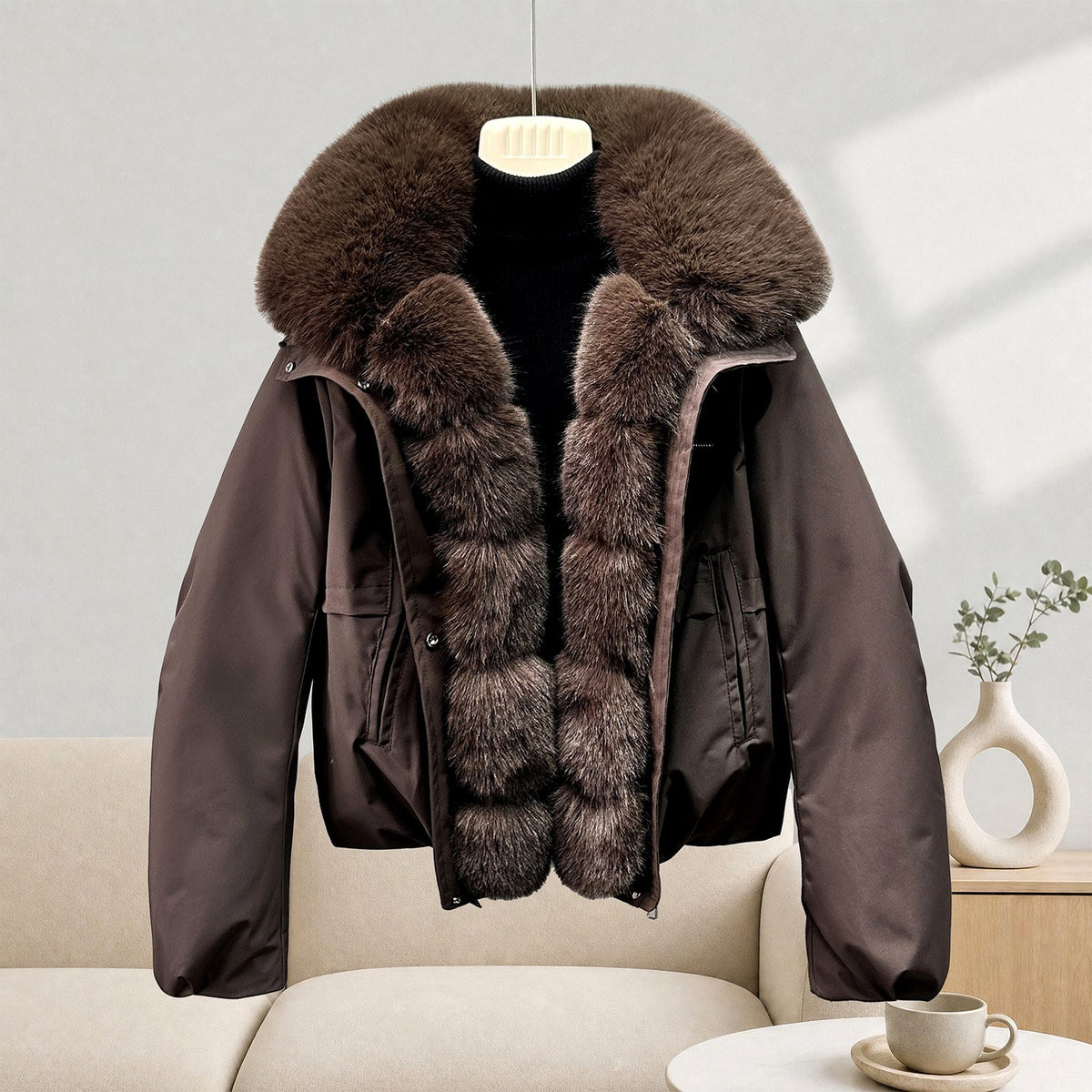 Kimberly - Women’s Cropped Parka with Plush Fur Trim 7