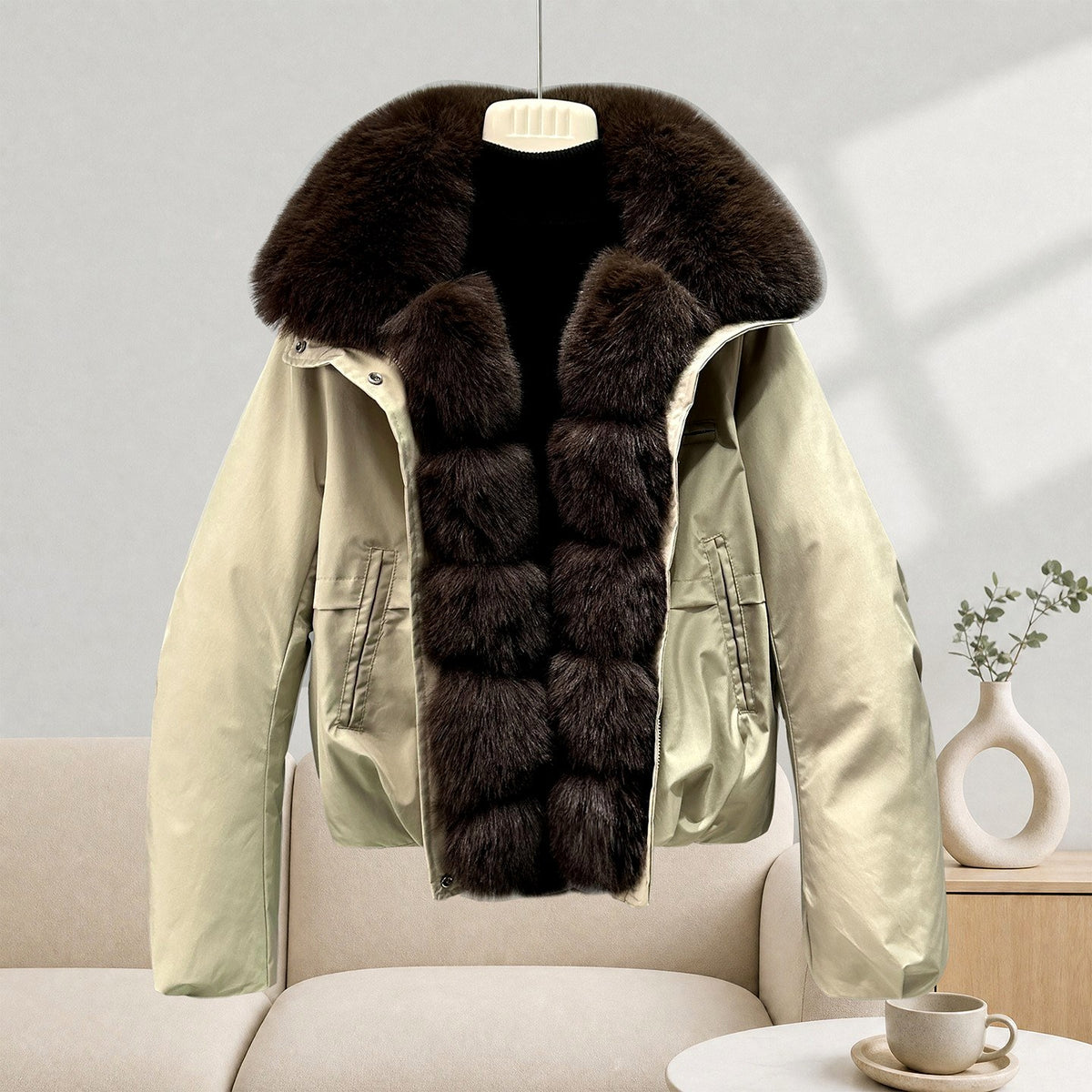 Kimberly - Women’s Cropped Parka with Plush Fur Trim 8