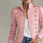 Kimberly - Women's Military Style Trimmed Button Jacket 1
