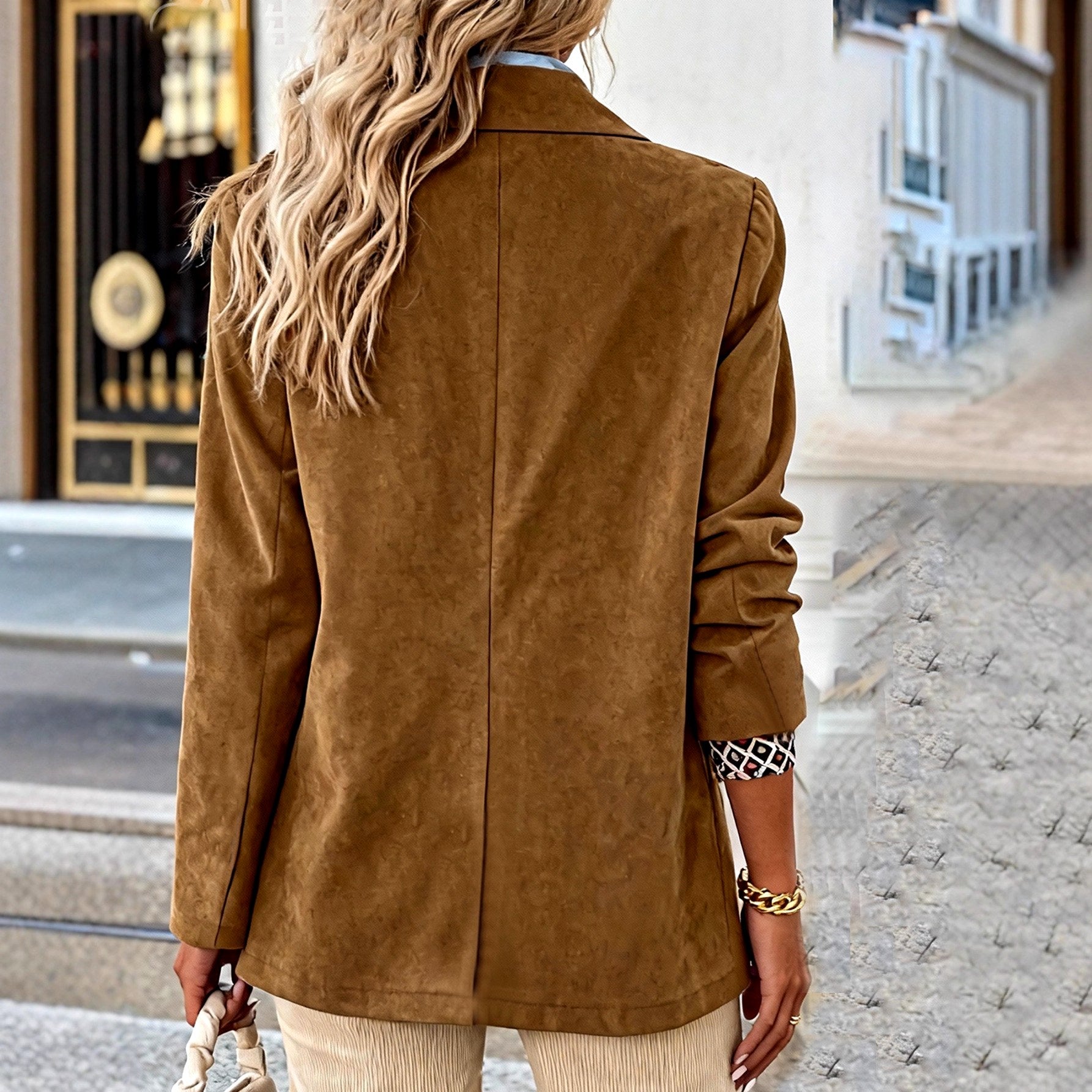 Kirsten - Women's Suede Lapel Collar Blazer 2