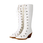 Kollyns - Women’s Patent Leather Lace Up Tall Boots 3