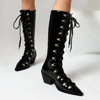 Kollyns - Women’s Patent Leather Lace Up Tall Boots 4
