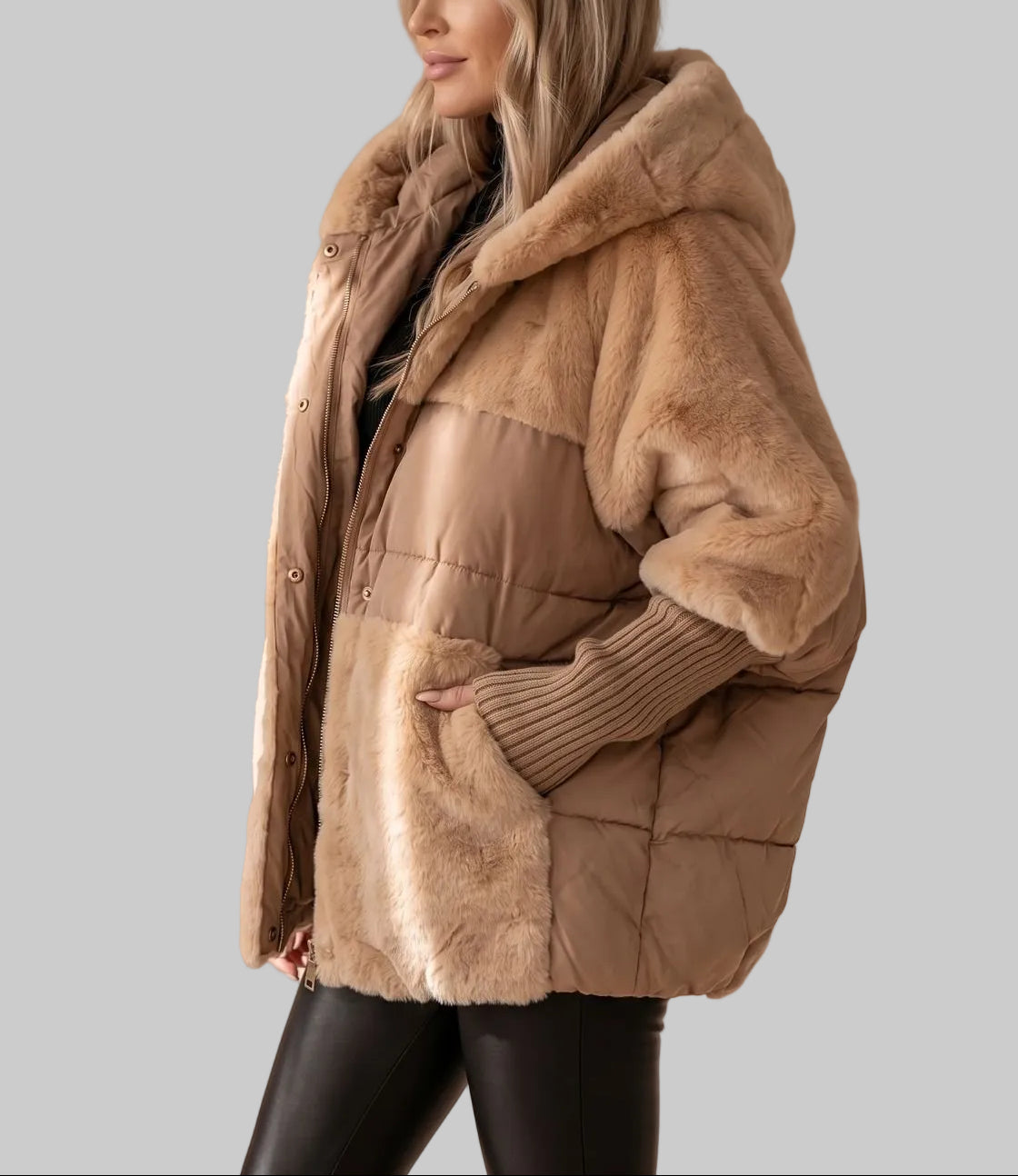 Kora - Women's Down Jacket with Faux Fur-Lined Hood