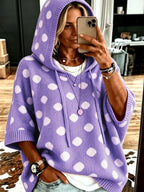 Kynthia - Women's Polka Dot V-Neck Oversized Wool Sweater 5
