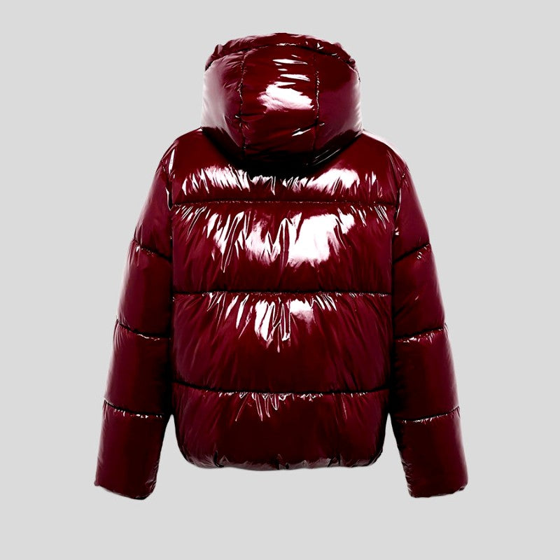 Lara - Women's Zip-Up Glossy Puffer with Adjustable Hood 6