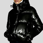 Lara - Women's Zip-Up Glossy Puffer with Adjustable Hood 9