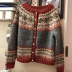 Laura - Women's Fair Isle Button-Front Cardigan